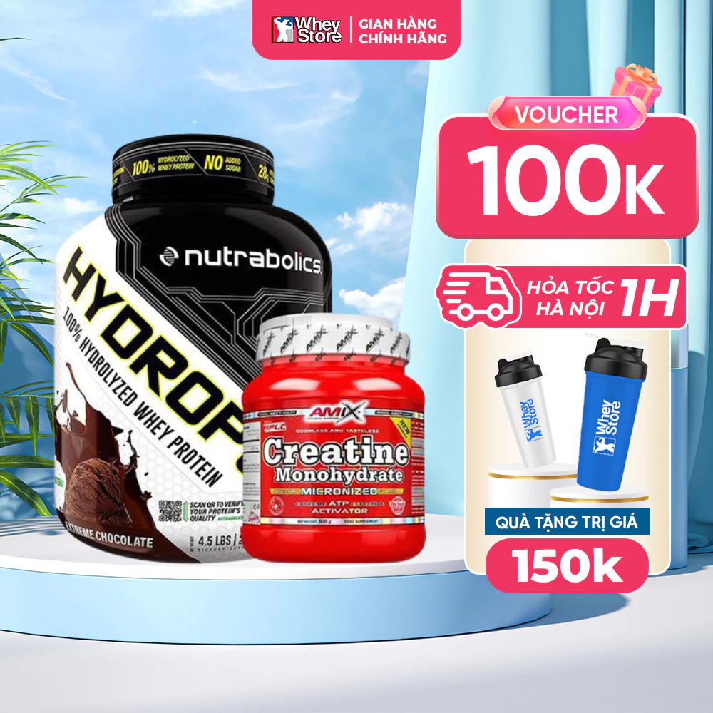 Combo Sữa Tăng Cơ Bắp Hydropure Nutrabolics 4.5lbs + Amix Creatine Monohydrate 500g Chính Hãng