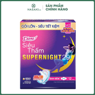 Băng Vệ Sinh Diana Super Night Ban Đêm 29cm|35cm Gói 12 Miếng Hasaki Sản Phẩm Chính Hãng