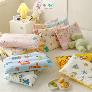 Gối bông gòn nhung cotton cho bé mềm mịn thấm hút mồ hôi nhiều họa tiết đáng yêu-Memuoibabyshop