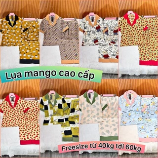 Đồ bộ pijama nữ lụa mango cao cấp, tay cộc quần dài,hàng thiết kế tiểu thơ