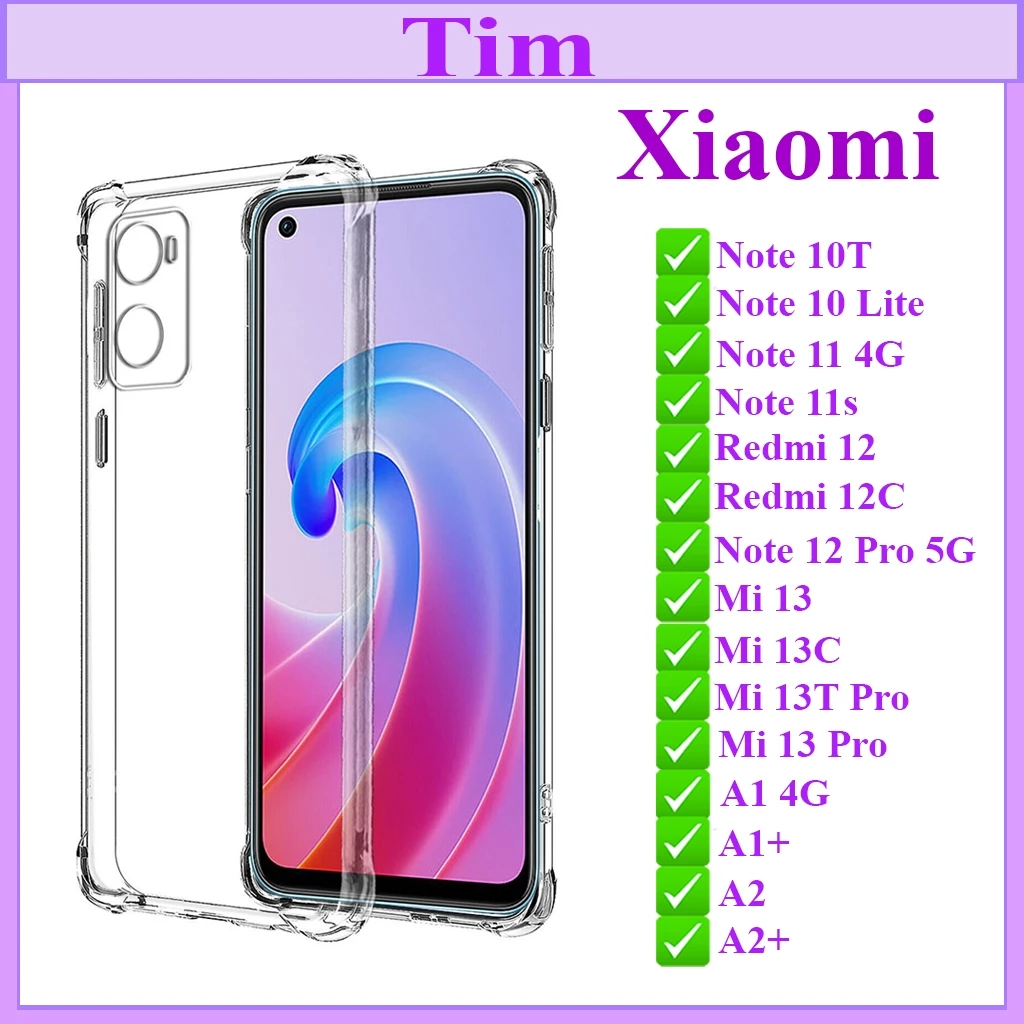 Ốp Dẻo Trong Chống Sốc Xiaomi Redmi Note 10T/10 Lite/11/11s/12Pro/ Redmi 12/12C/A1/A1+/A2/A2+ Xiaomi 13/13C/13TPro/13Pro