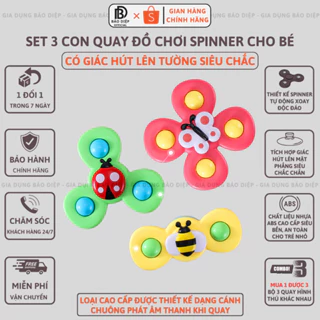 Sét 3 Con quay đồ chơi Fidget Spinner thiết kế hình động vật hoạt hình có giác hút đọc đáo dành cho các bé