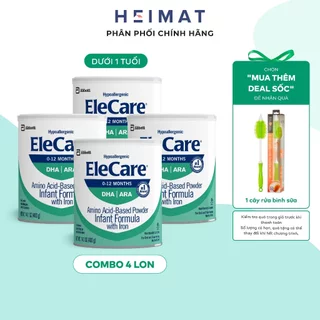 [TẶNG CÂY RỬA BÌNH SỮA] Combo 4 lon Abbott Elecare 400gr - Dòng Amino Acid, Lên Cân Tốt, Cho bé dị ứng đạm bò.