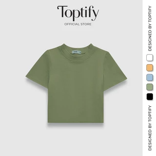 Áo croptop nữ TOPTIFY  ôm body trơn tay ngắn cổ tròn chất thun gân form basic -  Cora Top AC04