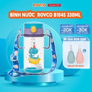 Bình Nước Hoạt Hình Rovco 330ml Chất Liệu Nhựa Tritan An Toàn Có Dây Đeo Rovco