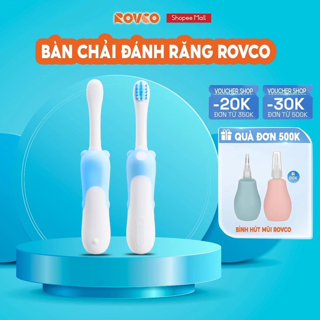 Bàn Chải Rovco Lông Mềm Hình Gấu Dễ Thương 3 Màu Cho Bé