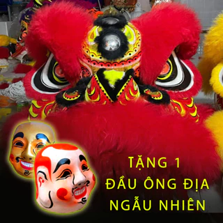 Đầu lân Mengkok lông cừu, size người lớn, nhiều màu lựa chọn (tặng 1 đầu ông địa ngẫu nhiên)