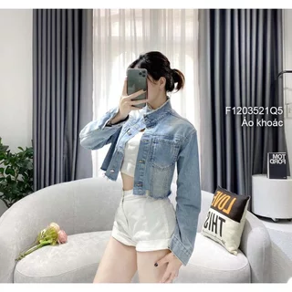 Áo khoác jean dáng croptop kiểu cổ trụ đắp túi ngực tay dài hàng đẹp! TOMBI SHOP