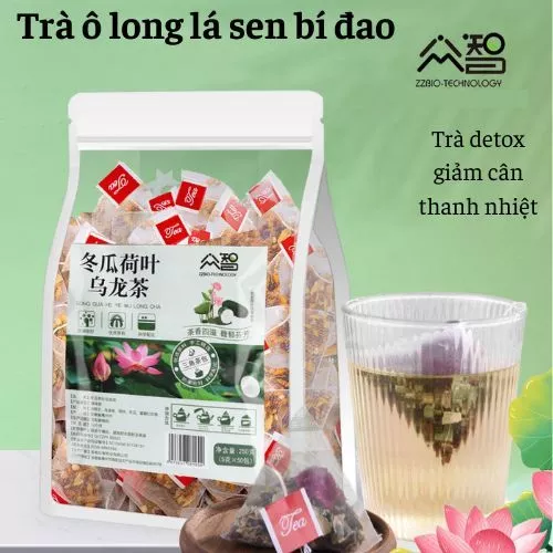 Trà detox ô long lá sen bí đao trà thảo mộc dưỡng nhan thanh nhiệt hỗ trợ giảm cân