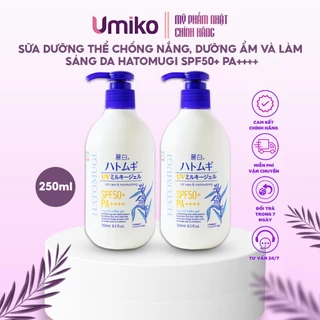 Sữa dưỡng thể chống nắng, dưỡng ẩm và làm sáng da Hatomugi SPF50+/  SPF31+ PA++++ Nhật Bản 250ml - Umiko Beauty