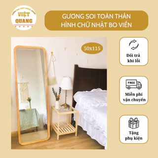 Gương Toàn Thân Viền gỗ HÌNH CHỮ NHẬT BO GÓC 50x115cm Gương Decor Có Chân Và Không Chân