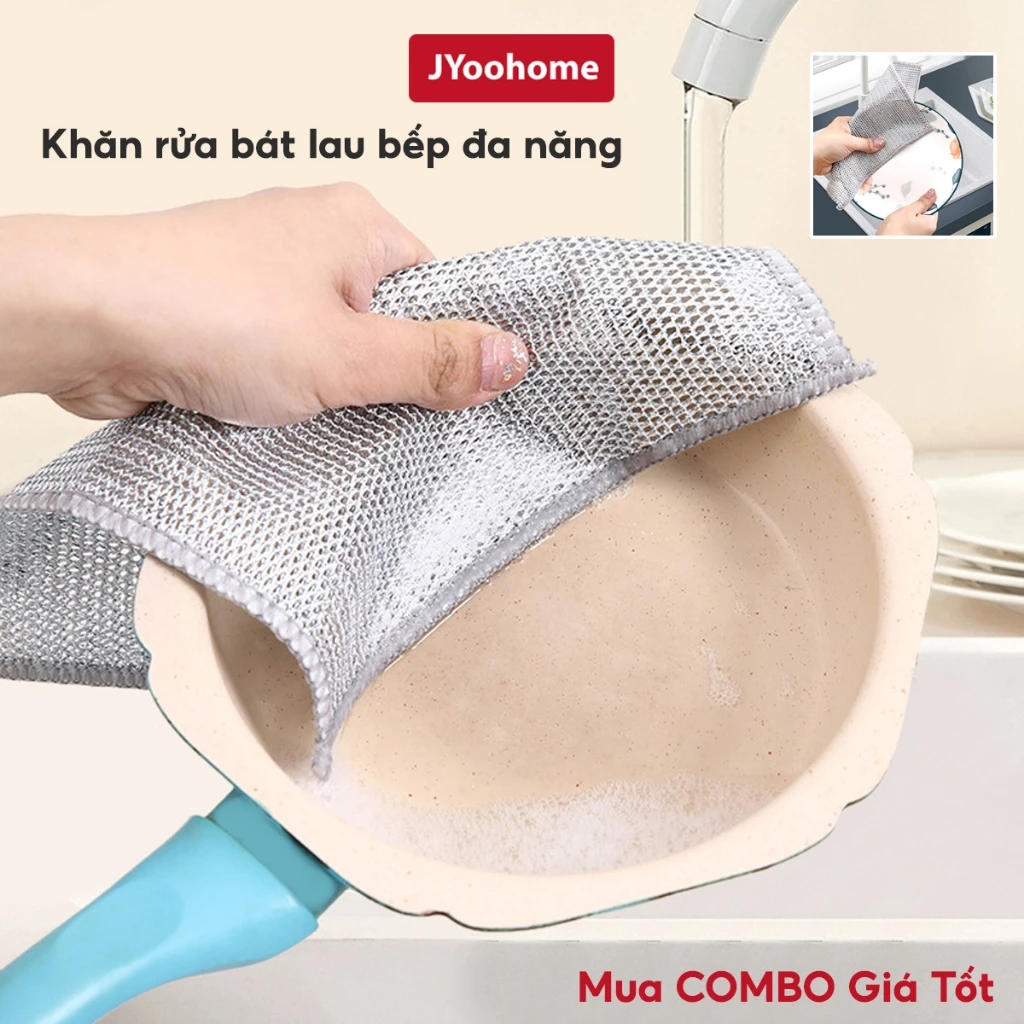 COMBO 10 Khăn Rửa Bát Lau Chén Giẻ Rửa Đa Năng JYoohome Sợi Kim Loại Cọ Xoong Bát Đĩa Nhà Bếp
