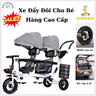 Xe đẩy đôi cho bé - Bánh Cao Su - giảm xóc titan    phiên bản mới nhất( 2 xoay 360 độ)