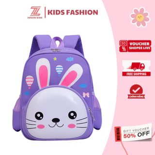 Balo cho bé ZENZIN KIDS từ 1-5 tuổi đi học mẫu giáo hình mèo tím và thỏ tím đáng yêu, cặp đi học mầm non cho bé gái cute