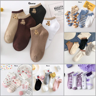 Set 5 đôi tất nữ cổ ngắn vintage, combo vớ nữ cổ ngắn cute thoáng mát khử mùi, 5 đôi sử cổ thấp dụng cả tuần