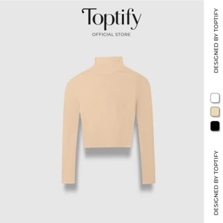 Áo croptop nữ tay dài cổ lọ trơn ôm body TOPTIFY form basic Wine Dates Top AC27