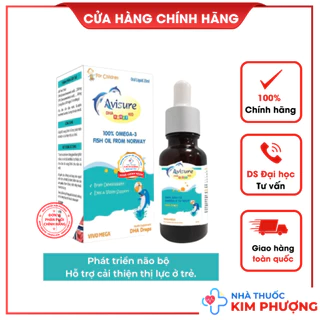 DHA cho bé, Avisure DHA smart kid, dầu cá omega-3 tinh khiết từ Na Uy cho trẻ thông minh vượt trội dạng nhỏ giọt 20ml