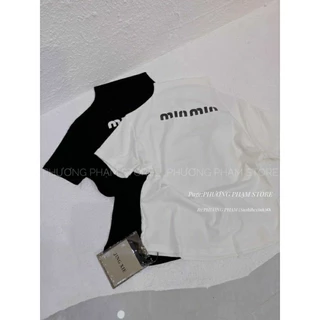 áo thun cổ cao miumiu , tay ngắn ôm body basic phù hợp mọi outfit