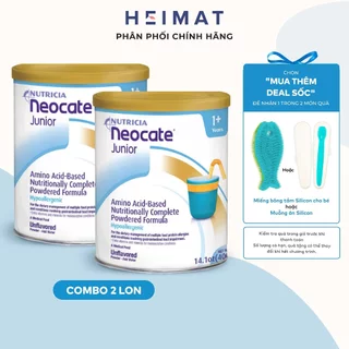 [TẶNG MUỖNG/ BÔNG TẮM] Combo 2 lon Neocate Junior 400g (từ 1 tuổi trở lên) - Đạm Amino Acid, Dành trẻ dị ứng đạm sữa bò.