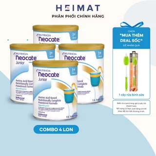 [TẶNG CÂY RỬA BÌNH SỮA] Case 4 lon Neocate Junior 400g (từ 1 tuổi trở lên) - Đạm Amino Acid, Dành trẻ dị ứng đạm sữa bò