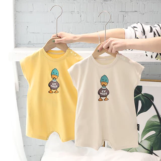 Body Đùi In Hình Vịt Cool Ngầu Cho Bé, Bộ Liền Thân Cộc Tay Chất Thun Lạnh Thoáng Mát, Bodysuit Sơ Sinh 3-12kg