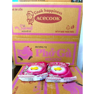 ACECOOK Mì Ăn Liền Phở Gà / Bò Gold Thùng 30 gói x 68g.