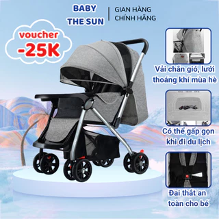 Xe Đẩy Gấp Gọn BABYTHESUN Thiết Kế Khung Thép Cùng Bánh Xe Xoay 360 Độ Cho Mẹ Và Bé Thuận Tiện Di Chuyển