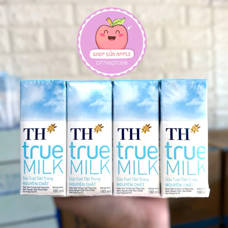 Lốc 4 Hộp sữa tươi Th True Milk 180ml (Nguyên chất, Ít đường, Có Đường)