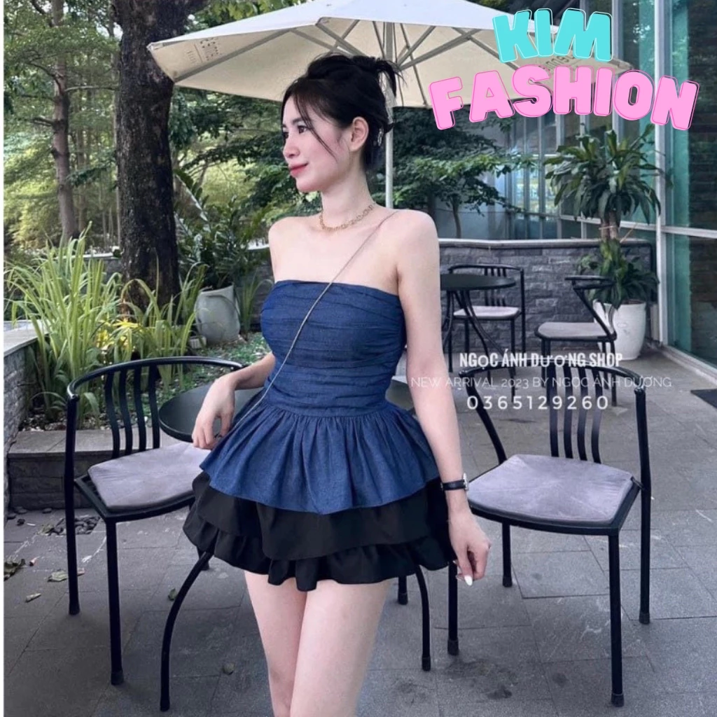 Áo ống cúp ngực thiết kế xếp ly bồng bềnh có mút ngực Kim Fashion, Áo quây có bo chun lưng siêu HOT cho phái nữ