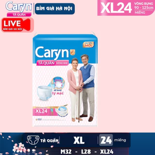 Tã quần Caryn M32 L28 XL24 miếng. chống tràn đa chiều. mềm mại tối đa