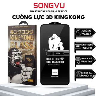 Kính cường lực iPhone Kingkong 3D trong suốt dán full màn hình ip xs max 11 12 13 14 15 pro max(5.8-6.5-6.7)