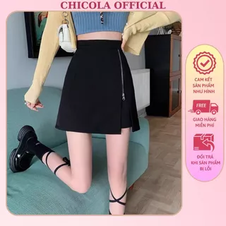 Quần Váy Cạp Cao Quần Short Giả Váy Nữ CHICOLA OFFICIAL Phối Khóa Kéo Cá Tính CO222