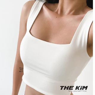 Áo croptop 2 dây bản to TheKim cotton 2 lớp, áo hai dây cổ vuông ôm body