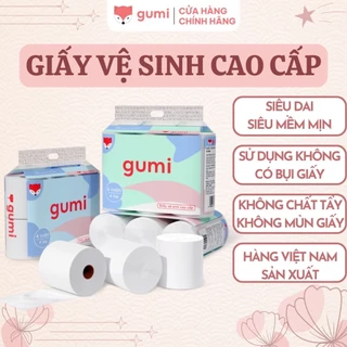 Giấy vệ sinh cuộn GUMI cao cấp bịch 6 cuộn 4 lớp dày dặn, mềm mịn, tự tan trong nước,tránh tác bể phốt