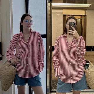 Áo sơ mi oversize dài tay kẻ sọc ZR hot trend - 108A08