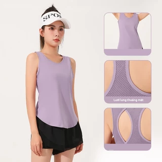 Áo tập gym yoga, áo tank top nữ thời trang lưới lưng thoáng mát thể thao, áo ba lỗ tập gym nữ