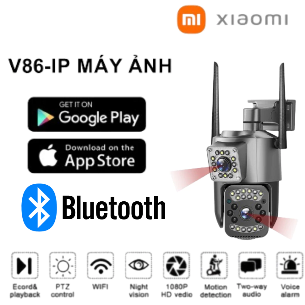 V380 Pro Camera Giám Sát Mạng 1080p hd Hai Ống Kính Camera giám sát không dây ngoài trời wifi Camera an ninh IP