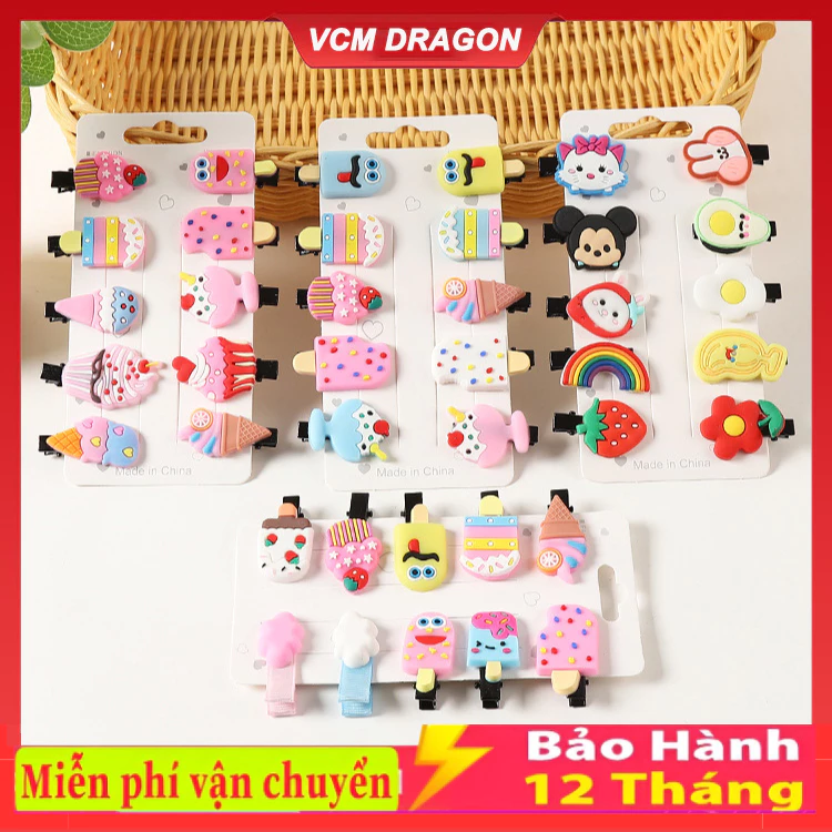 Set 10 Kẹp Tóc Cho Bé Nhiều Màu Dễ Thương Cho Bé Gái