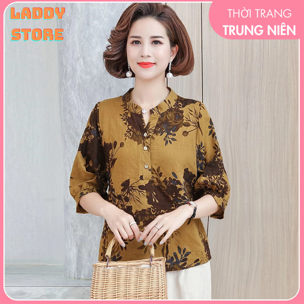 Áo Kiểu Nữ Trung Niên Tay Lỡ Chất Liệu Đũi Cao Cấp Dành Cho Người Trung Tuổi - Laddy Store