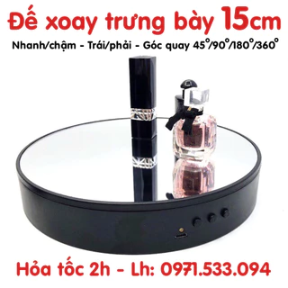 Đế xoay trưng bày bàn xoay sản phẩm 15cm điều chỉnh tốc độ nhanh chậm có xoay 360 độ trái phải tải 4kg