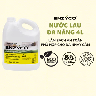 Nước Lau Đa Năng Sinh Học Enzyco Tinh Dầu Bạc Hà Và Hương Nhu 4L, Làm Sạch Vết Dầu Mỡ, Đuổi Côn Trùng