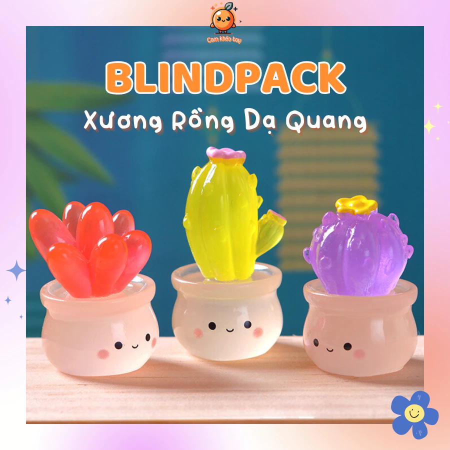 Blind pack/ túi mù xương rồng dạ quang, sưu tầm charm quà tặng, tiểu cảnh, trang trí(mẫu ngẫu nhiên)