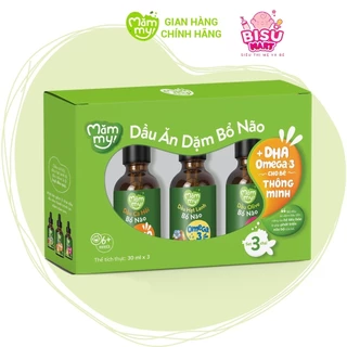 Combo 3 dầu ăn dặm bổ não Mămmy, dầu Olive bổ não, dầu cá hồi bổ não, dầu hạt lanh bổ não, 1chai 30ml