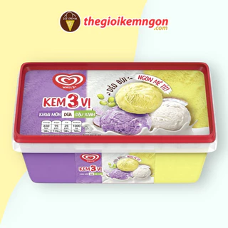 Kem hộp Wall's 3 vị khoai môn - dừa - đậu xanh (760ML)