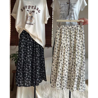￼Chân Váy Hoa Nhí Vintage Lưng Thun Dài Thu Đông Phong Cách Hàn Quốc (Hàng QC loại 1 chất đẹp)