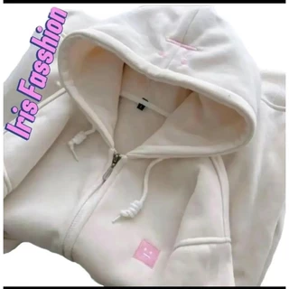 Áo Khoác Hoodie Zip Nỉ Bông Thêu Mặt Cười