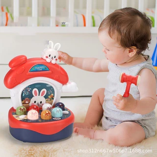 Đập chuột hình thỏ, đồ chơi có nhạc có đèn cho bé từ 1 tuổi