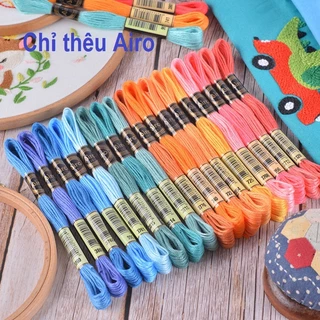 Chỉ thêu cotton Airo tông mầu xanh (được chọn mẫu)