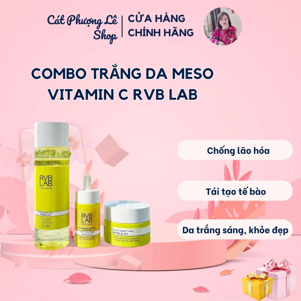 Combo Meso Vitamin C RVB LAB Trẻ Hóa Làn Da Giúp Da Trắng Sáng, Đều Màu và Mềm Mịn