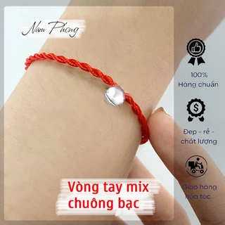 Vòng tay may mắn chỉ đỏ gắn chuông bạc